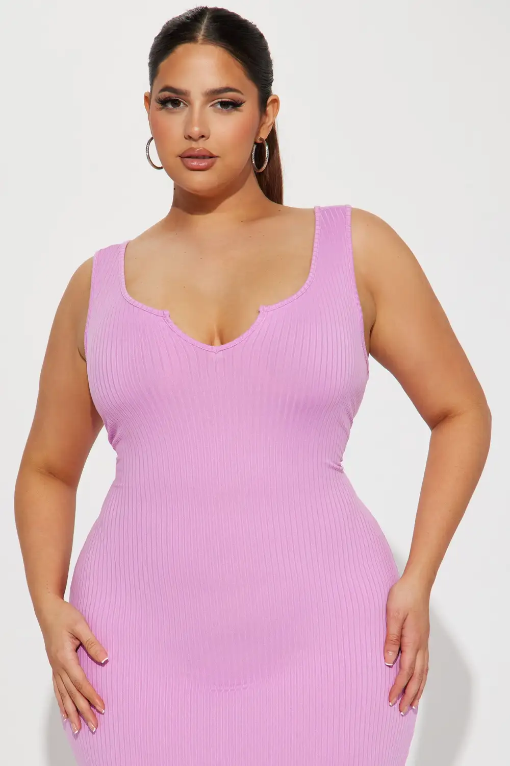 Melanie Ribbed Midi Dress - Pink