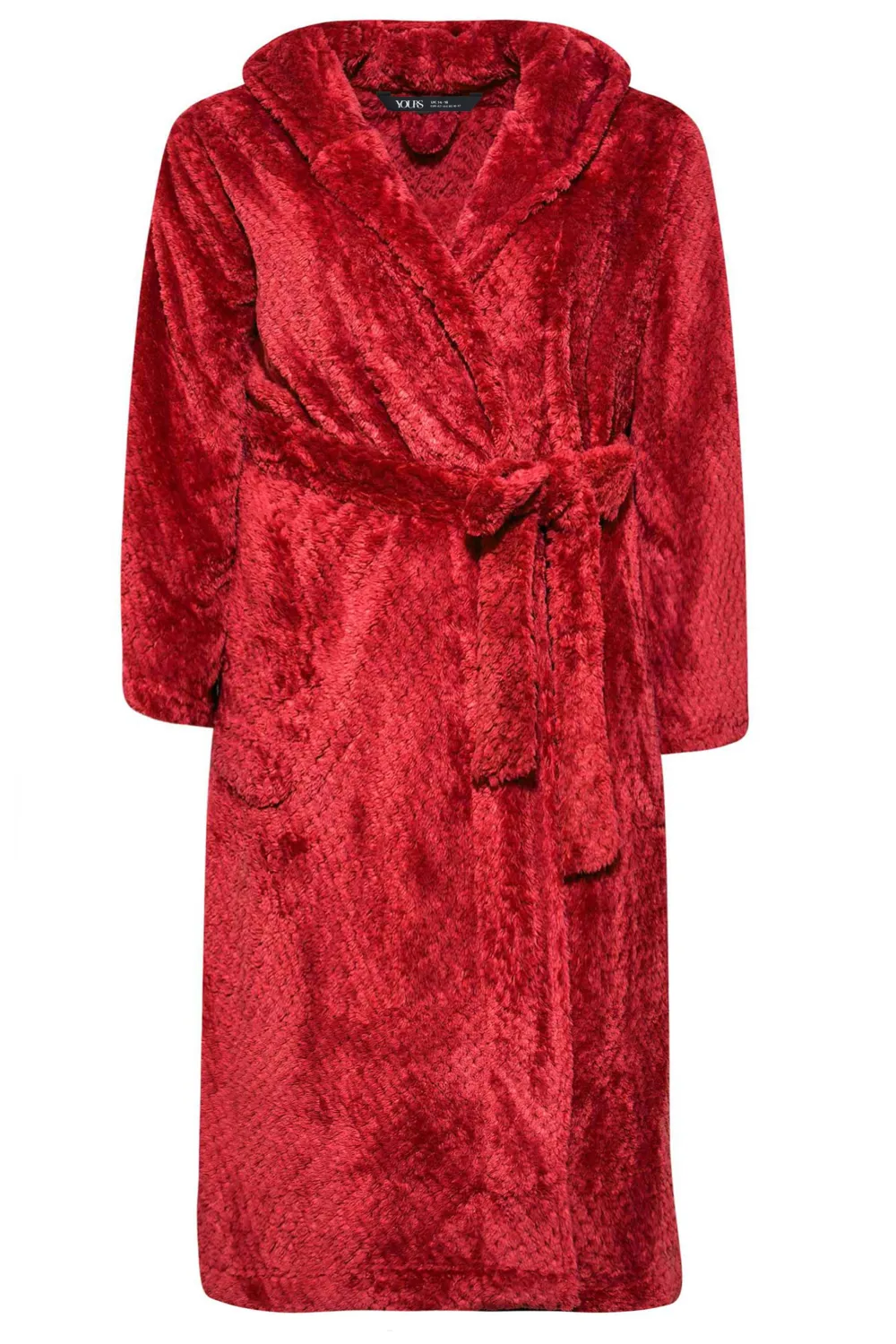 YOURS Curve Red Hooded Dressing Gown