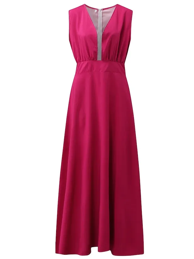 Women's Casual Dress Swing Dress Floral Dress Long Dress Maxi Dress Green Blue Pink Sleeveless Floral Print Spring Summer Deep V Hot Daily 2023 S M L XL XXL