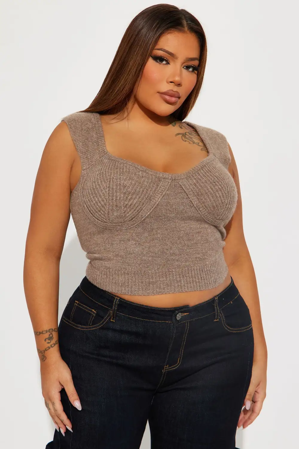 Ruth Sweater Top - Taupe