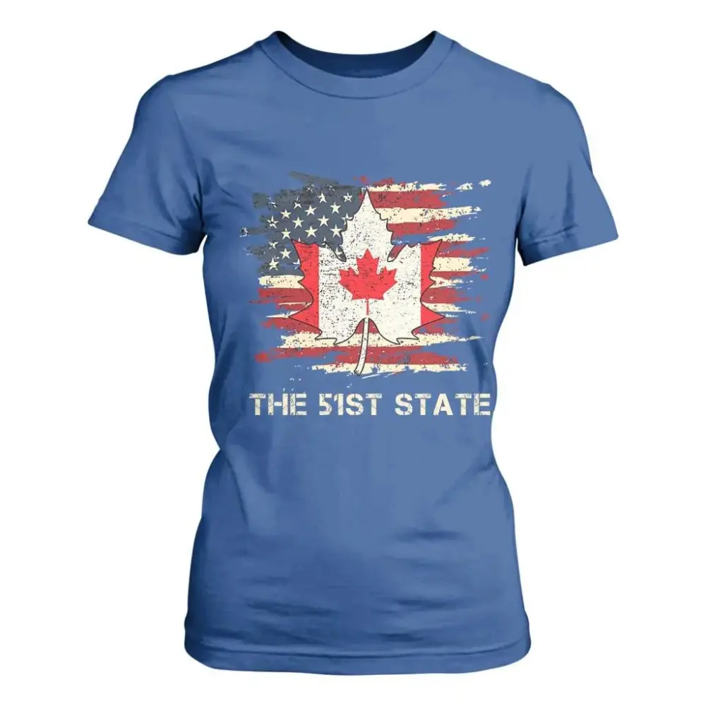 Canada The 51st State T Shirt For Women Canadian Maple American Flag TS09