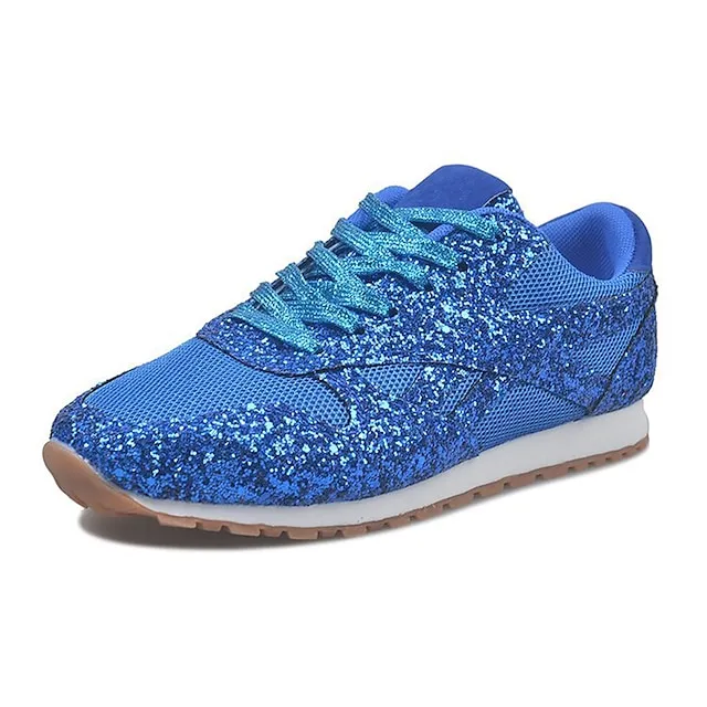 Women's Trainers Athletic Shoes Sneakers Sequins Plus Size Bling Bling Sneakers Outdoor Daily Summer Sequin Platform Flat Heel Round Toe Sporty Classic Casual Tennis Shoes Walking Mesh Lace-up Color