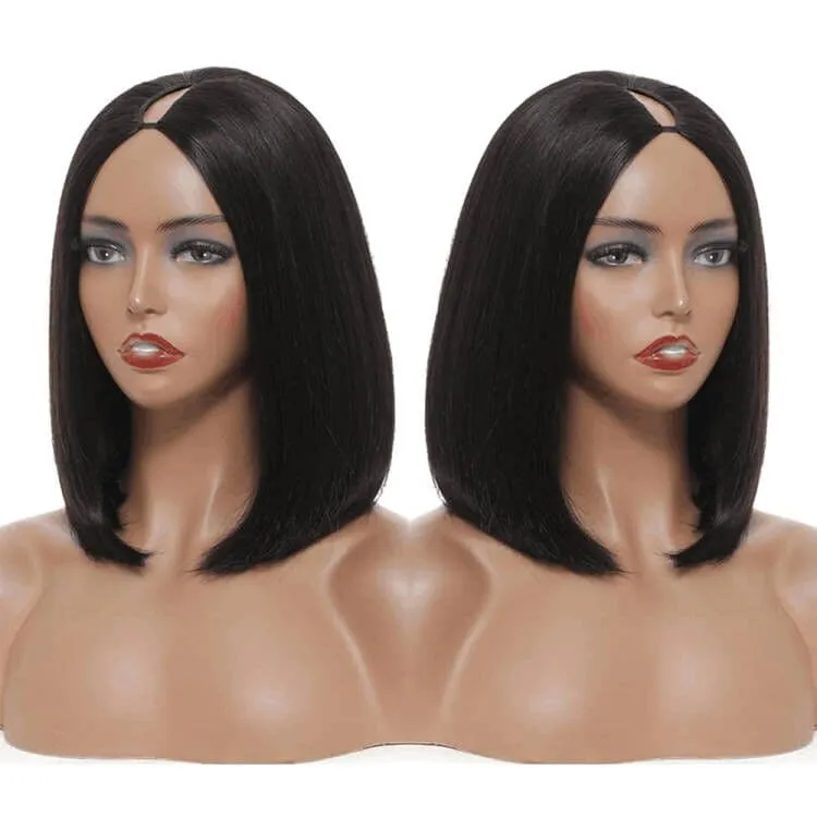 Sterly V Part Straight Bob Wig No Leave Out Thin Part Wig No Sew in Beginner Friendly