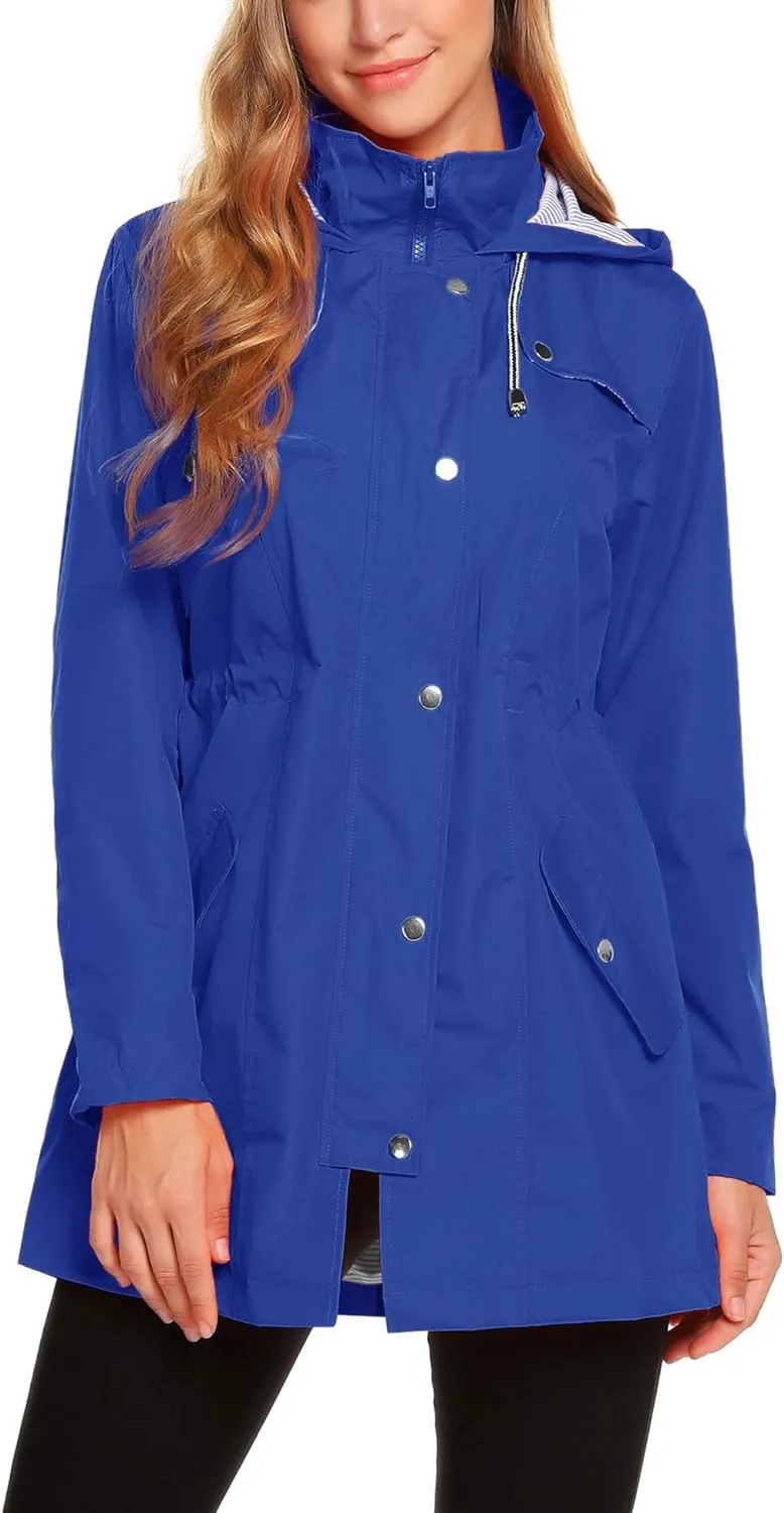 Womens Lightweight Hooded Waterproof Active Outdoor Rain Jacket S-XXL