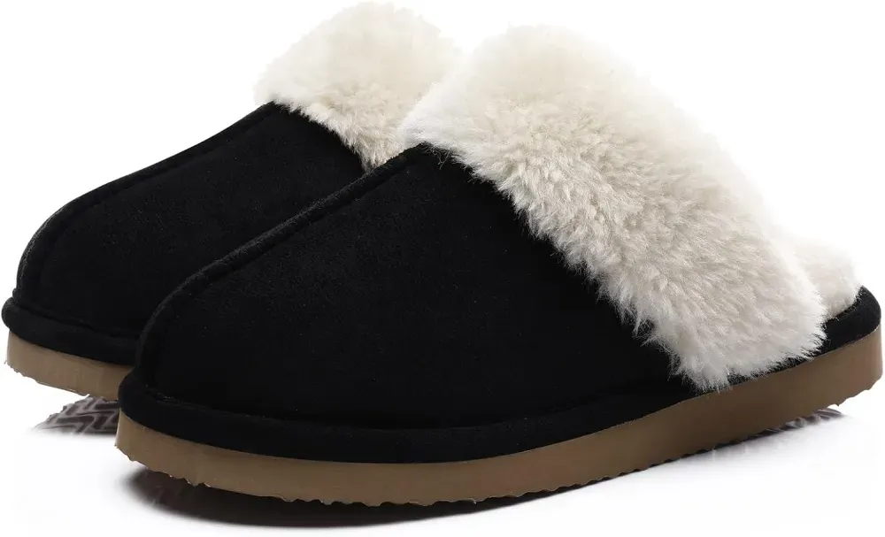 Women's Fuzzy Memory Foam Slippers Fluffy Winter House Shoes Indoor and Outdoor