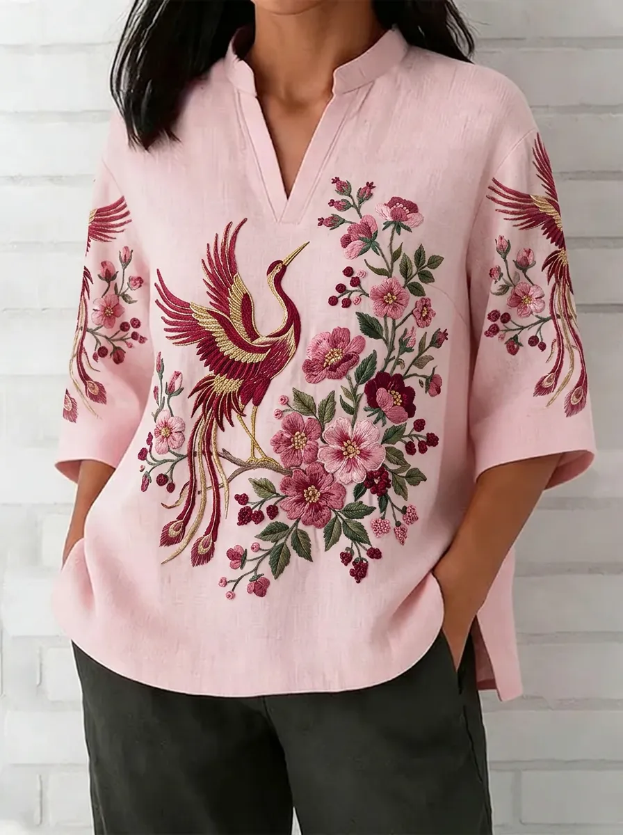 Women's Nashville Phoenix Floral Embroidered Printed Top