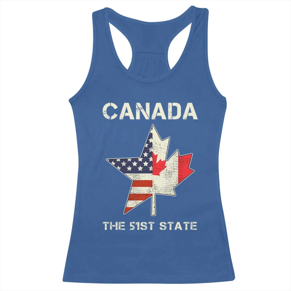 Canada The 51st State Racerback Tank Top Maple Canadian American Flag TS09