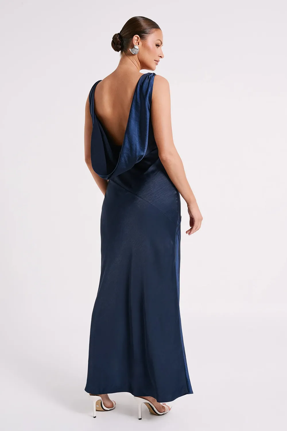 Maxi Satin Dress With Back Cowl