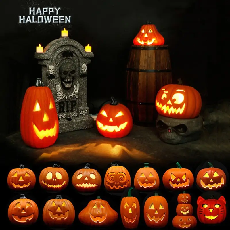 Halloween Pumpkin Led Light Lamp Creative Lantern Decoration Flashing Light Gypsophila Ghost Festival Dress Up Glowing