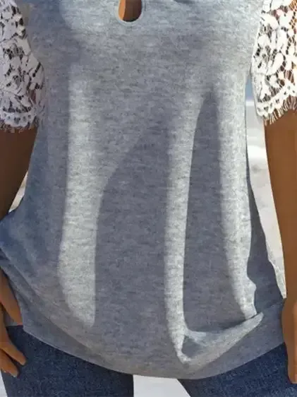 Women's Half Sleeve Scoop Neck Lace Casual Top