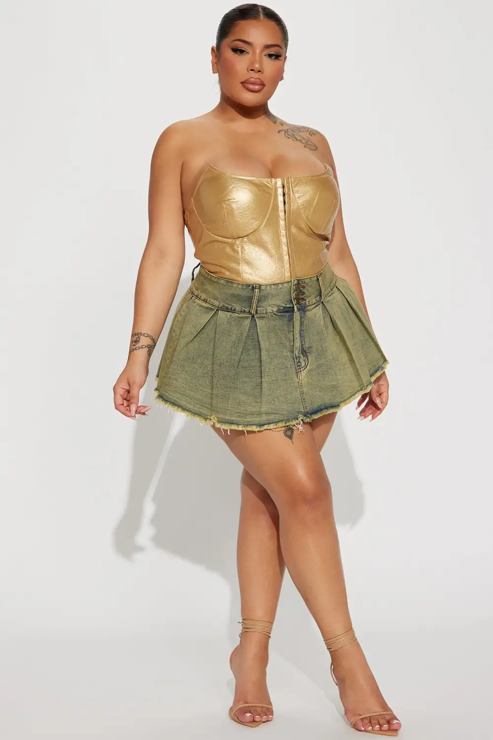 Never Too Extra Metallic Corset Top - Gold