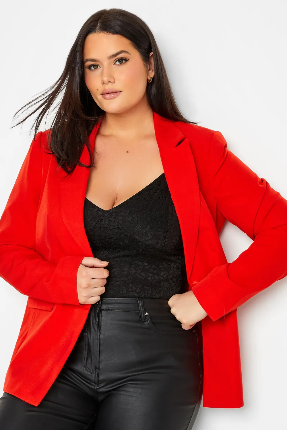 LTS Tall Red Scuba Crepe Blazer