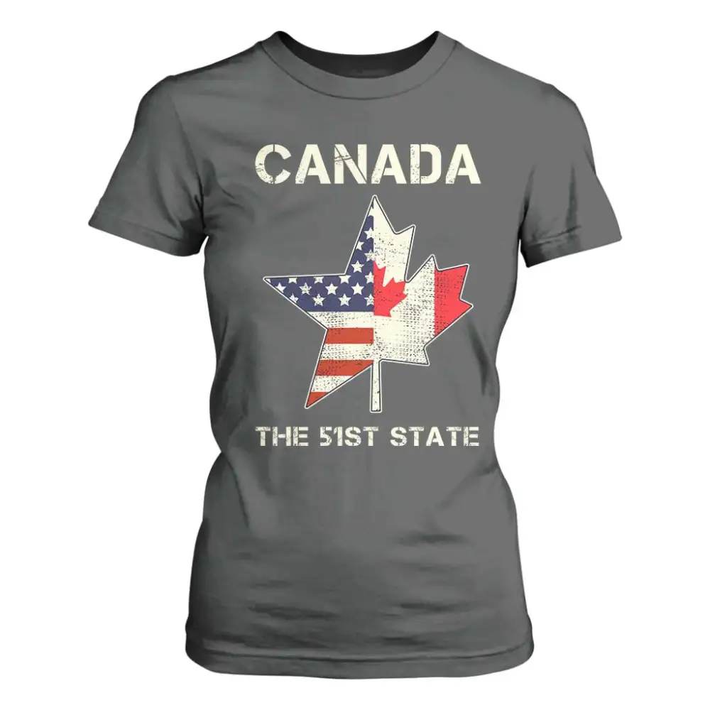 Canada The 51st State T Shirt For Women Maple Canadian American Flag TS09