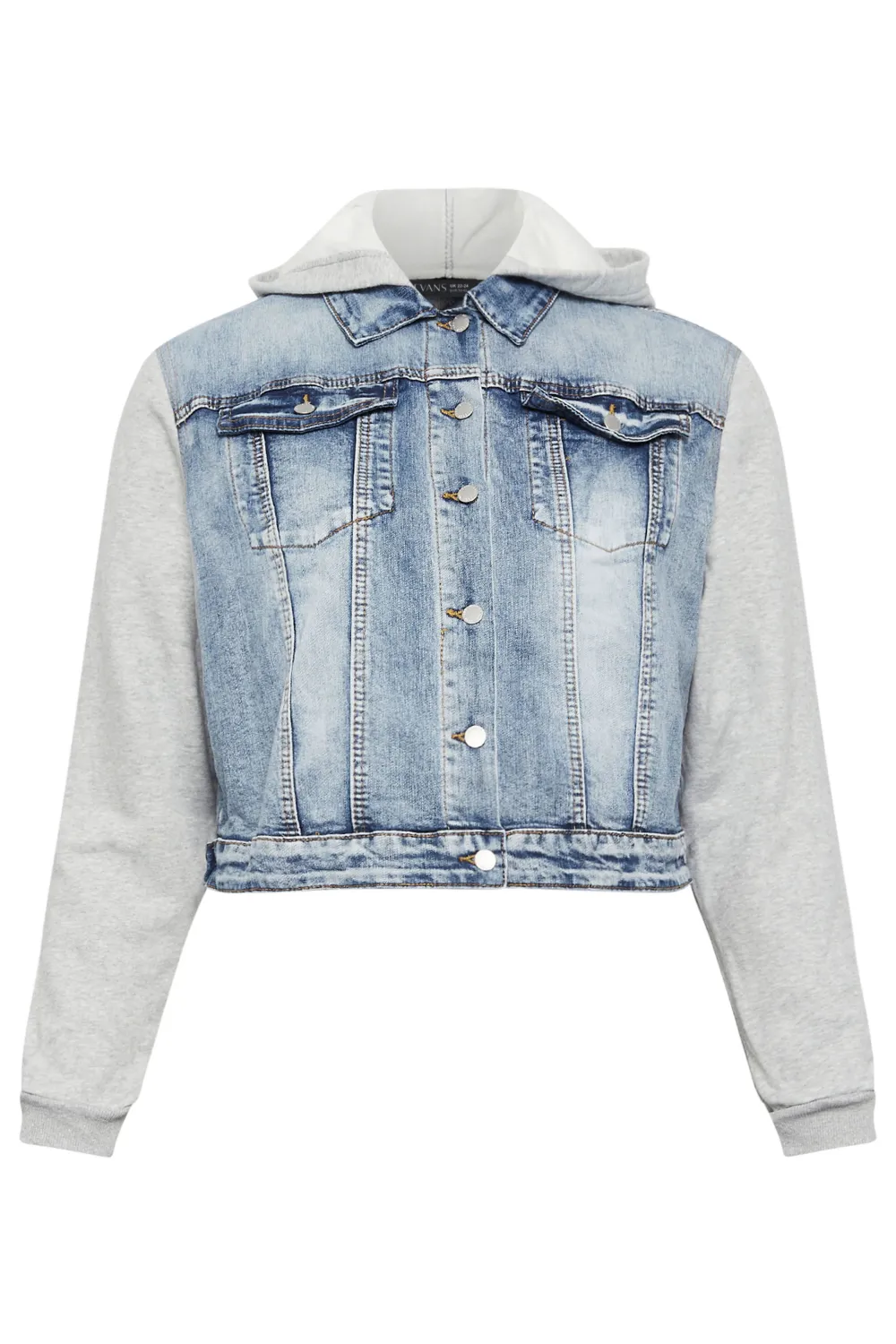 EVANS Curve Blue Washed Denim Hoodie Jacket