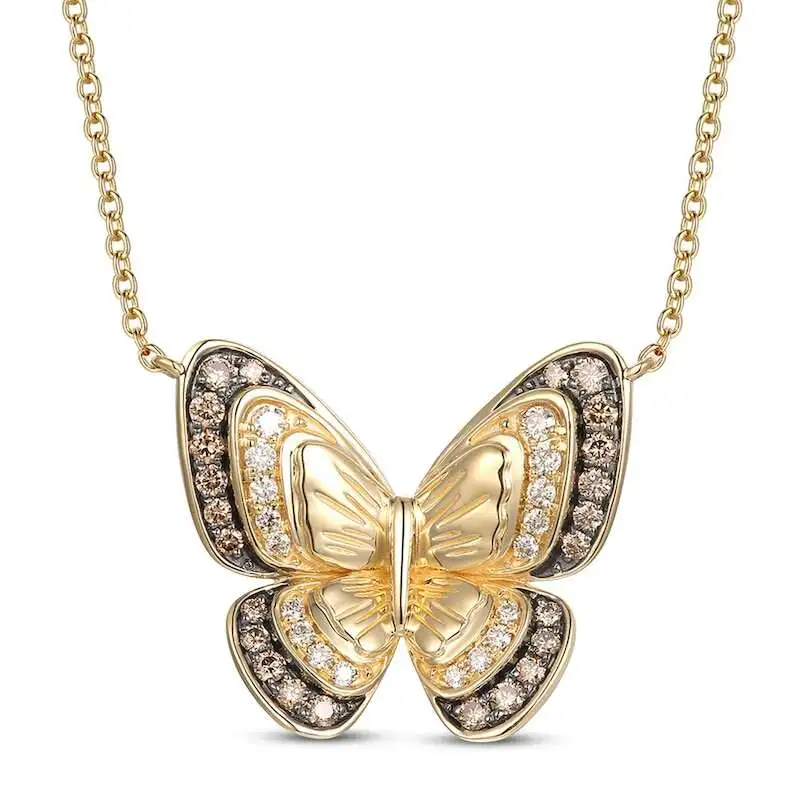 Le Vian Diamond Butterfly Necklace 5/8 ct tw 14K Honey Gold 18