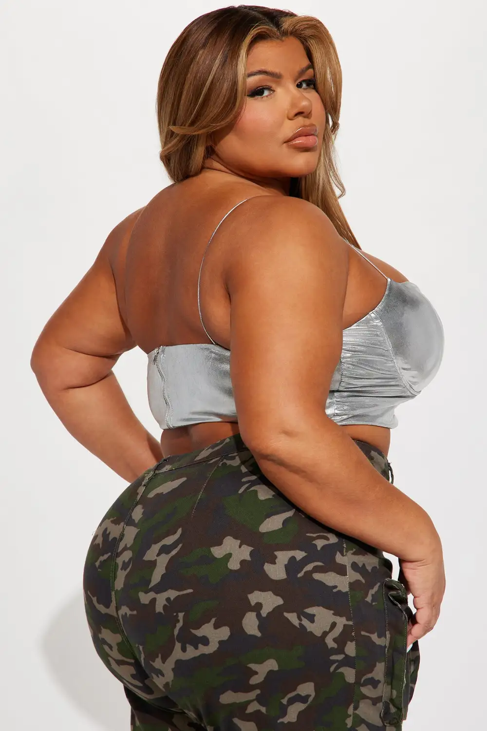 Keziah Metallic Faux Leather Cami - Silver