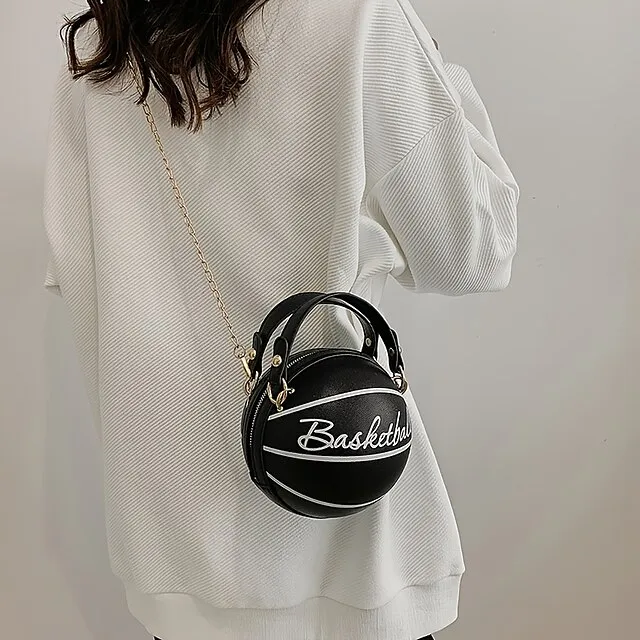 Women's Shoulder Bag PU Leather Party Daily Large Capacity Waterproof Durable White basketball White football Pink basketball