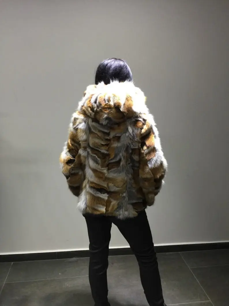 Red Fox Fur Knee Length Jacket