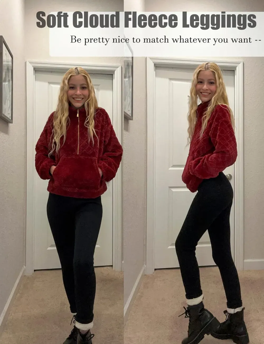 Women Winter Warm Thick Leggings Fleece Lined Stretchy Soft Thermal Sherpa Pants High Waist Tights