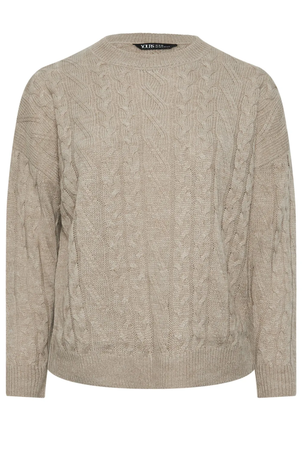 YOURS Curve Natural Brown Cable Knitted Jumper