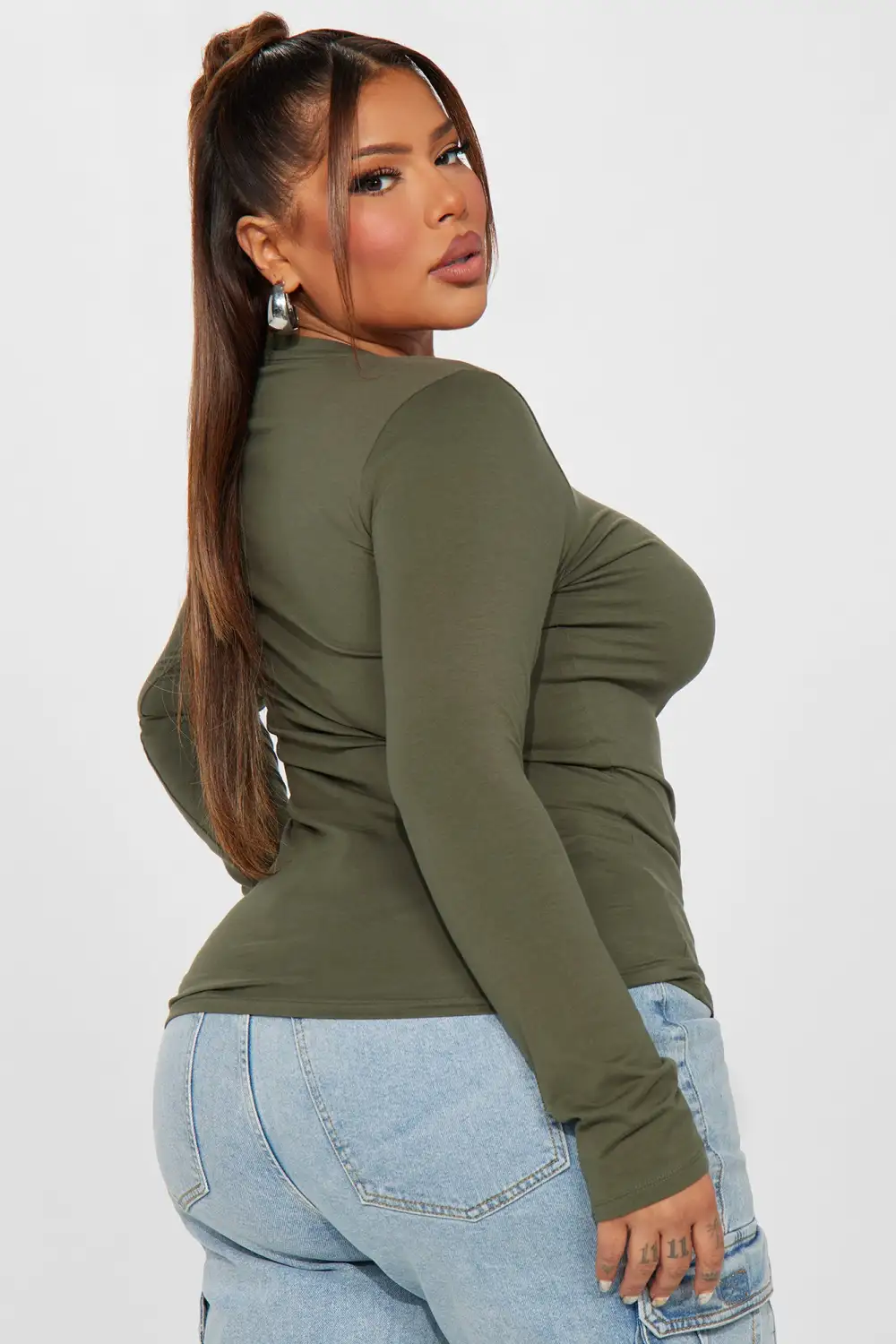 Briana Long Sleeve Top - Olive