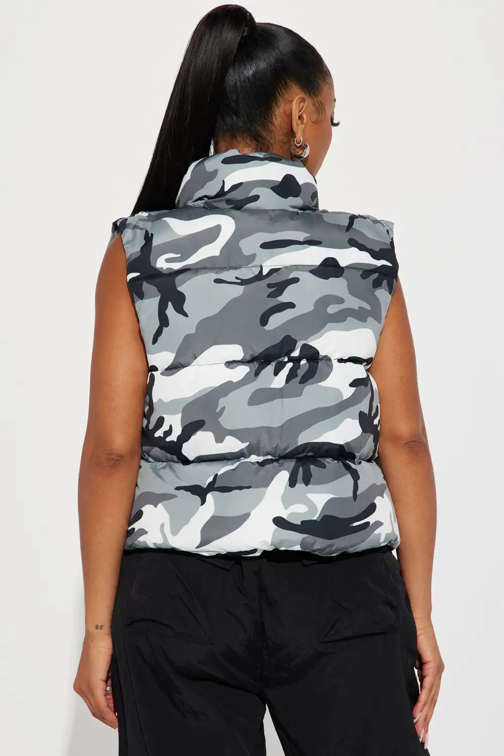 Cadet Kelly Camo Puffer Vest - Black/combo