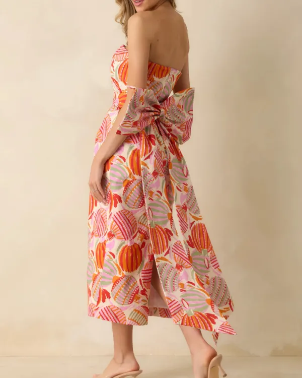 Easy Fit Printed Midi Soft Drape Dress