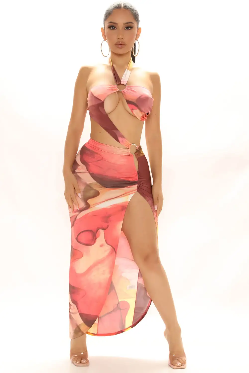 Cannes Vacation Maxi Dress - Mauve/combo