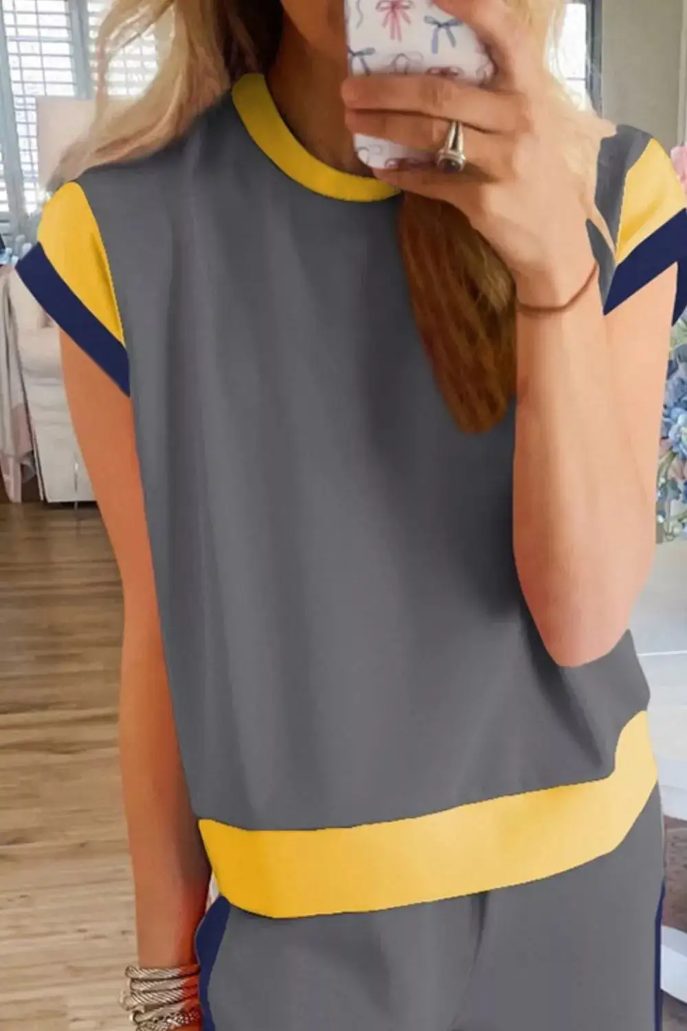 Contrast Trim Top Pants Set