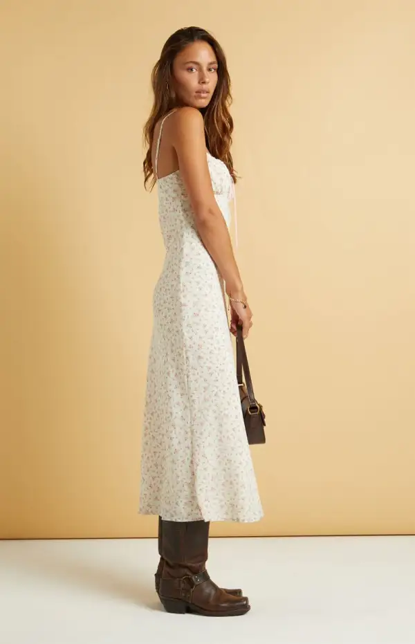 Beverly and Beck Daisy Floral Tie Front Midi Dress
