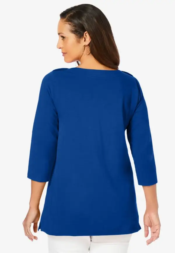 Stretch Cotton Boatneck Tunic