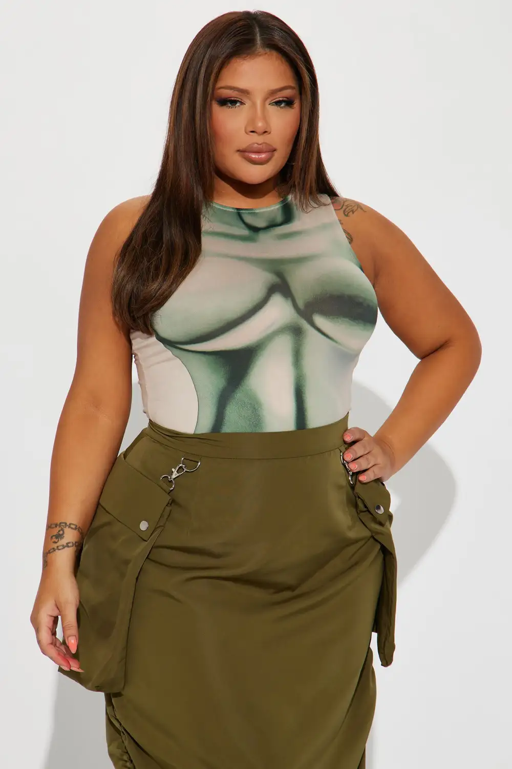 Shape Of Me Sleeveless Bodysuit - Taupe/combo