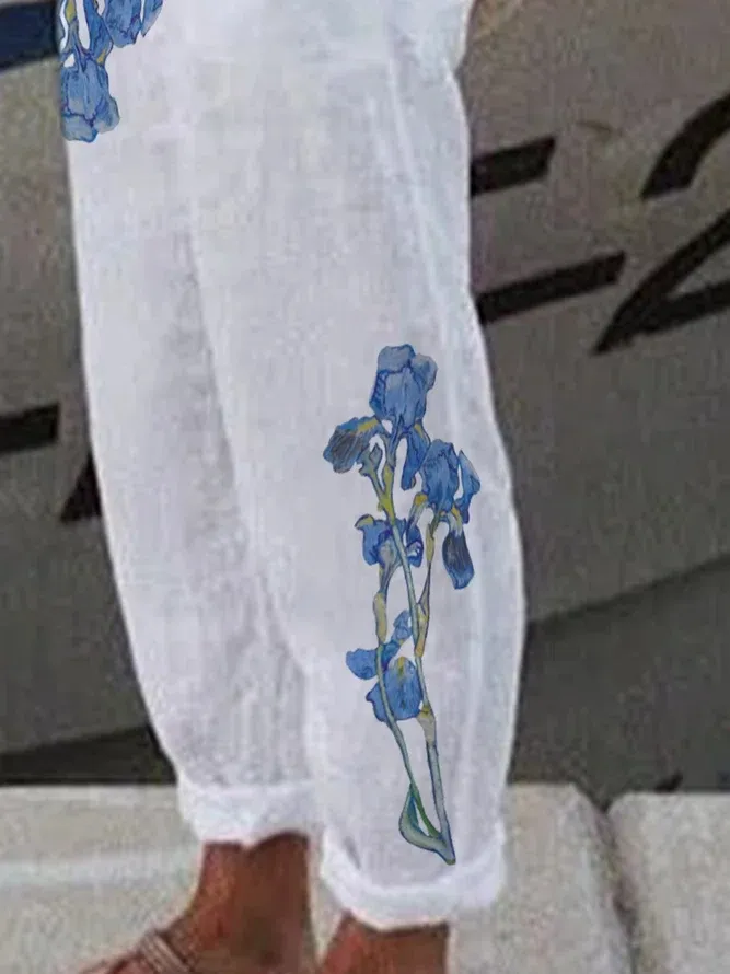 Vintage Art Classic Floral Loosen long women Pants