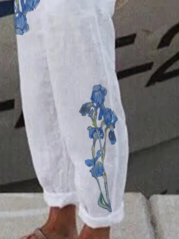 Vintage Art Classic Floral Loosen long women Pants