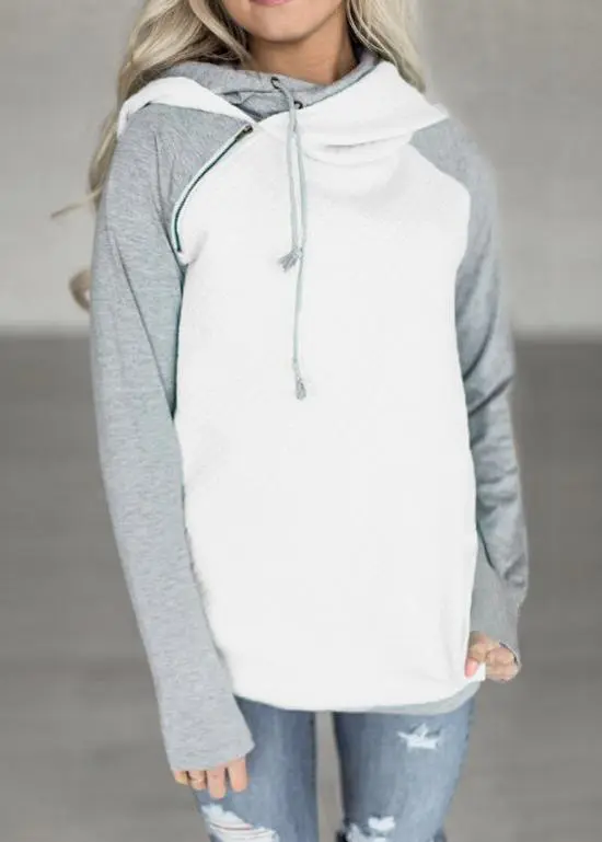 Matching color long sleeve zipper Tops