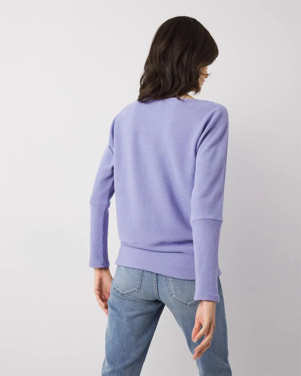 Petite Off-The-Shoulder Ribbed Snit Pullover