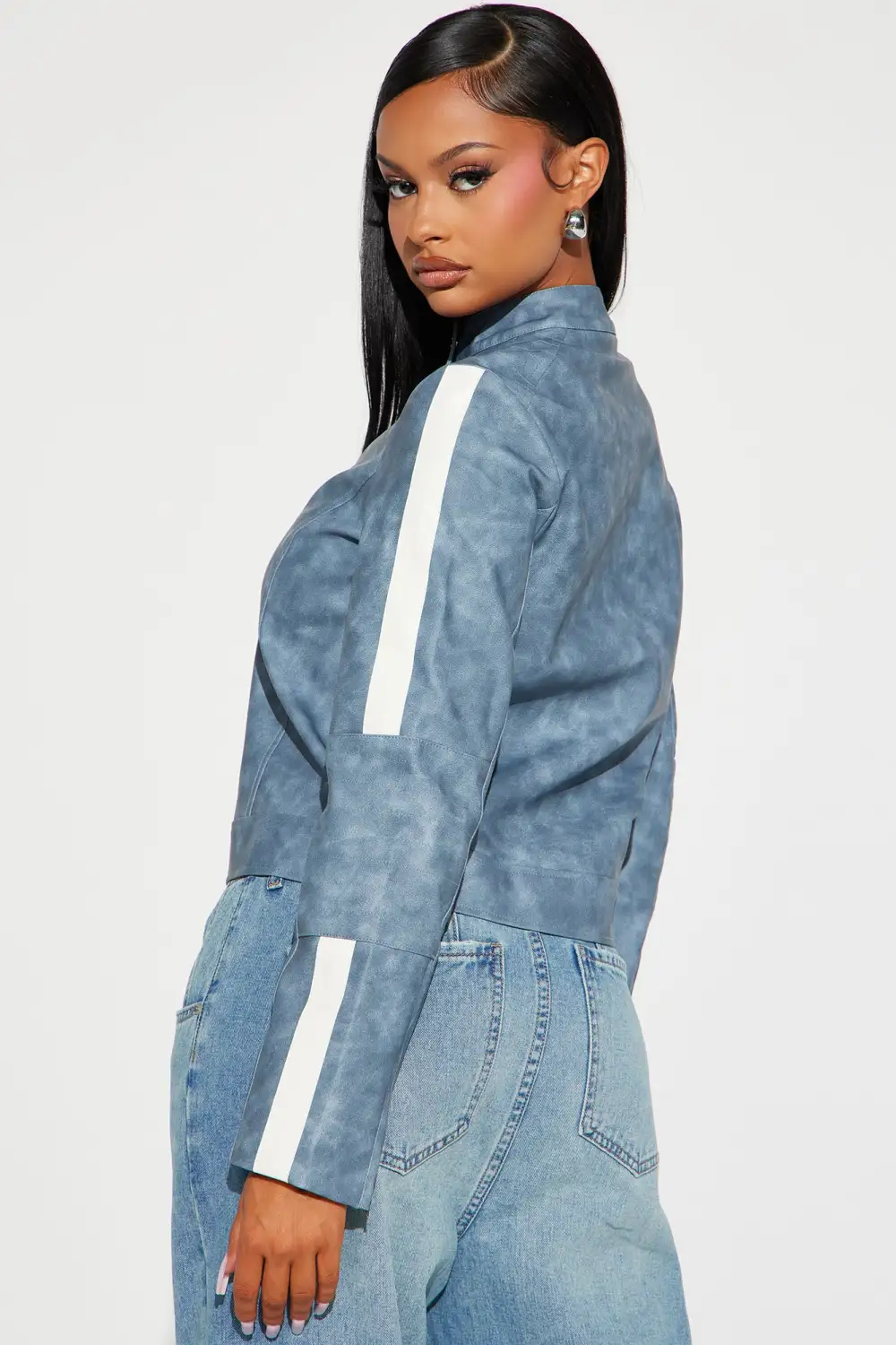 Erase You Washed Faux Leather - Slate Blue