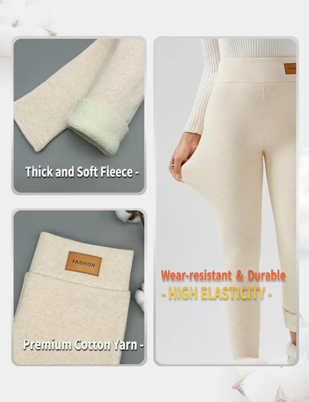 Women Winter Warm Thick Leggings Fleece Lined Stretchy Soft Thermal Sherpa Pants High Waist Tights