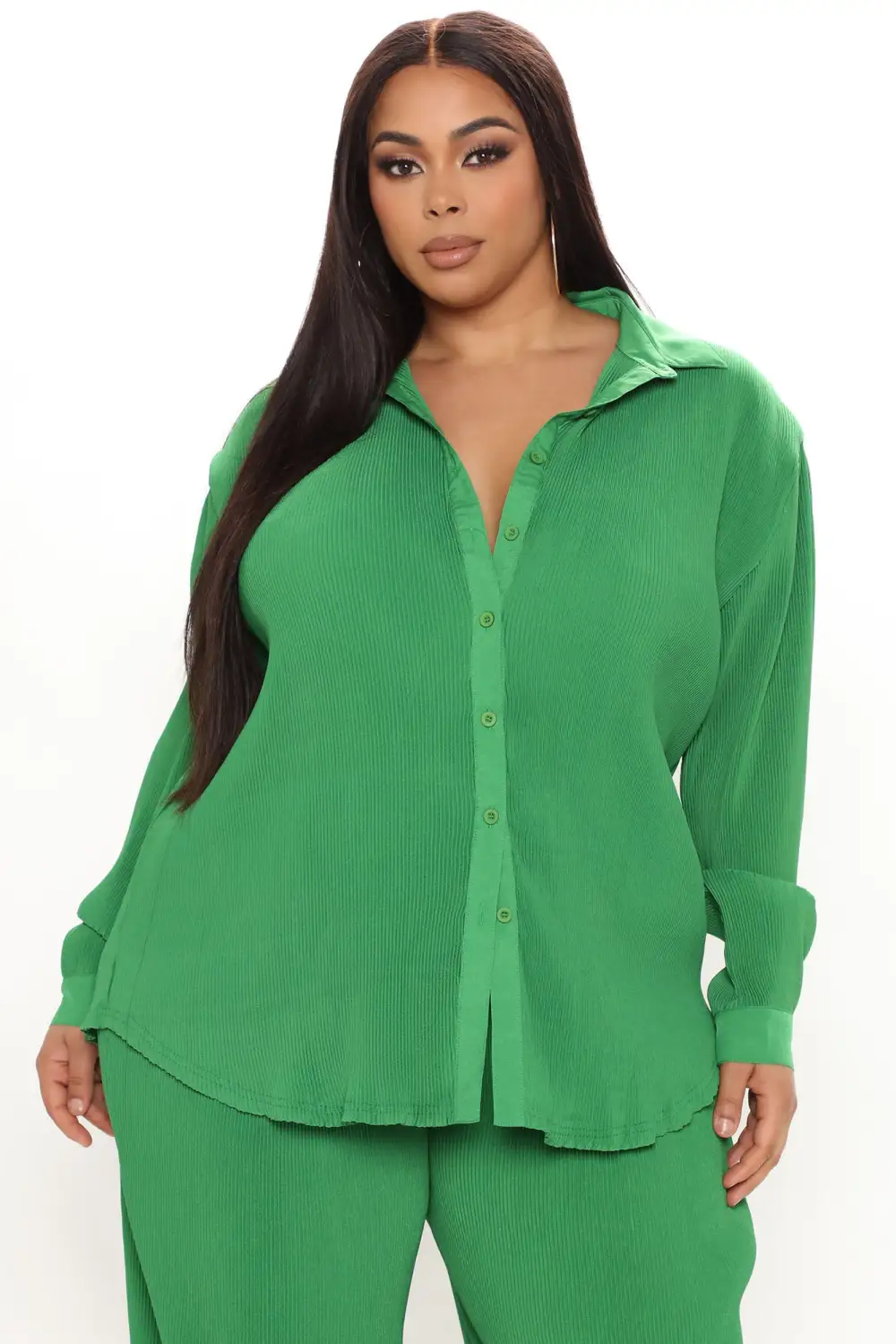 Giving You Life Plisse Pant Set - Kelly Green