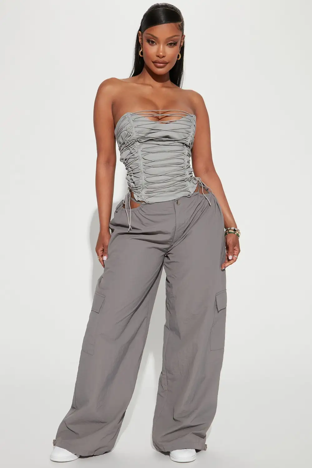 All The Details Corset Top - Grey