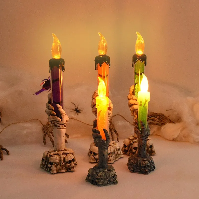 Halloween LED  Skeleton Holding Candle Light Party Haunted House Bar Home Decor Horror Props  Lantern Halloween  Decor  2023