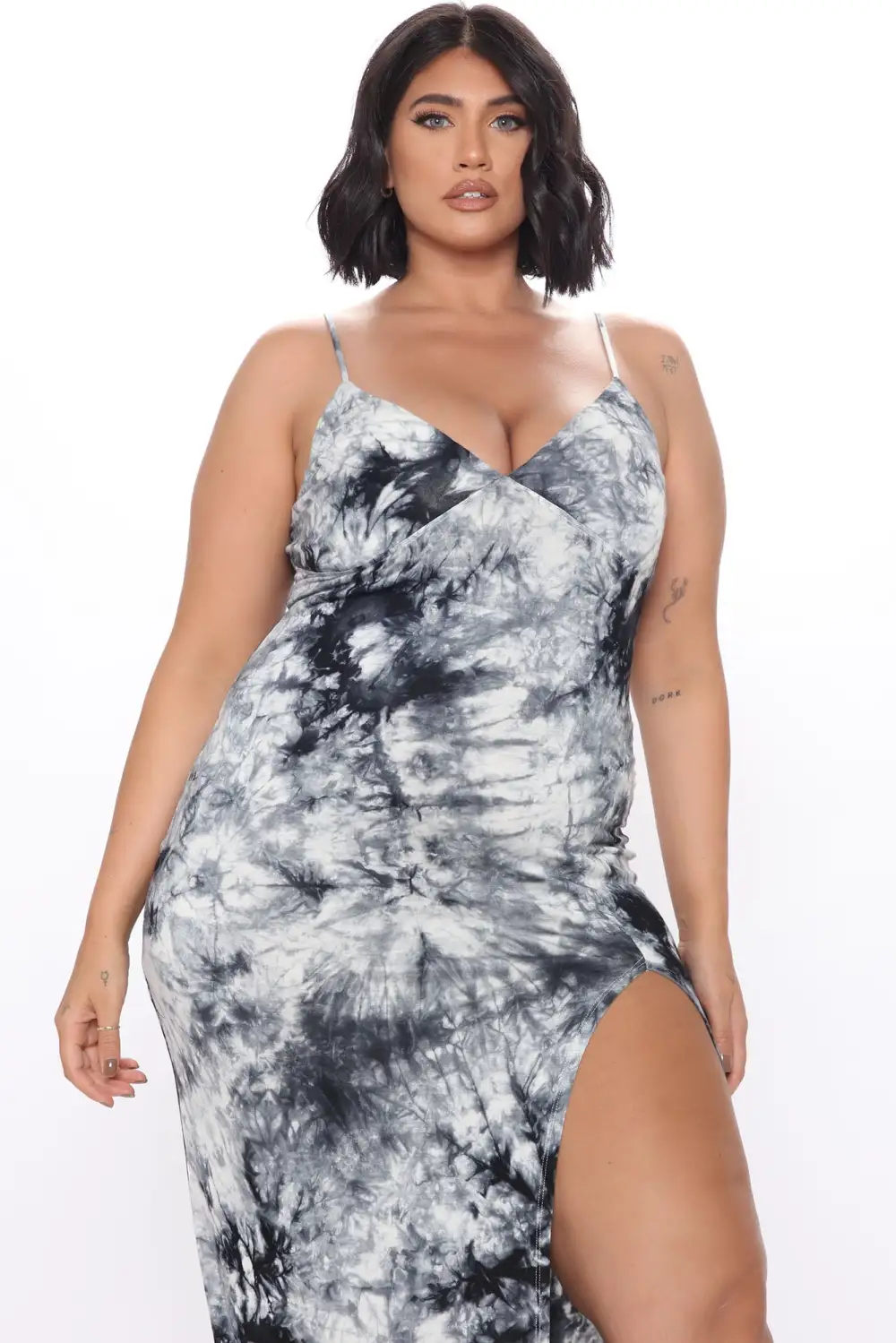 Dying For Your Love Tie Dye Maxi Dress - White/Black