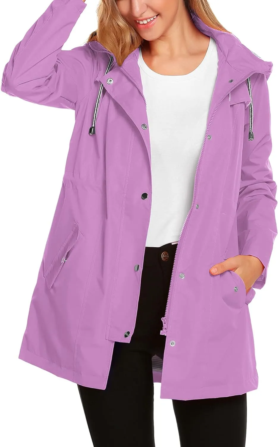 Womens Lightweight Hooded Waterproof Active Outdoor Rain Jacket S-XXL