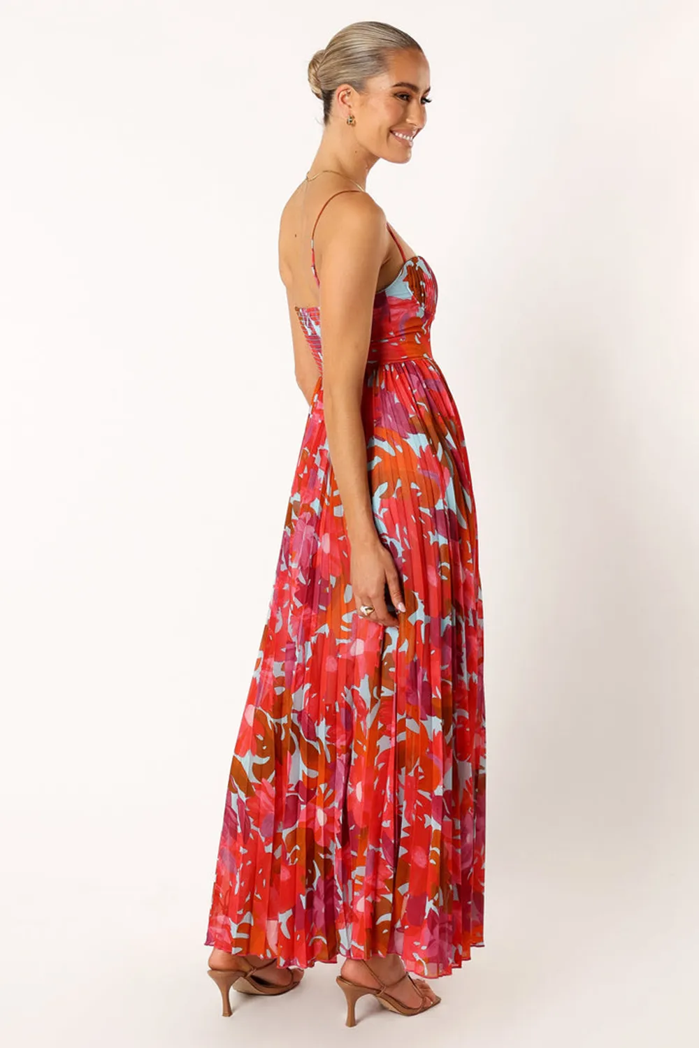 ACHANTI PLEATED MAXI DRESS - PINK AZALEA