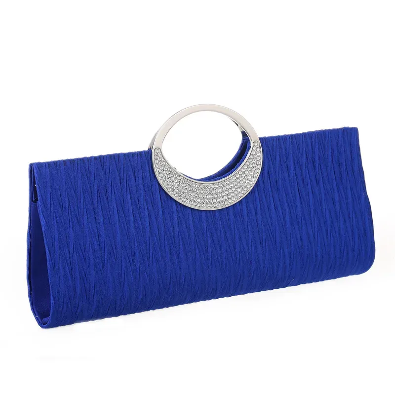 Women's pleated hand-carved evening bag with diamonds