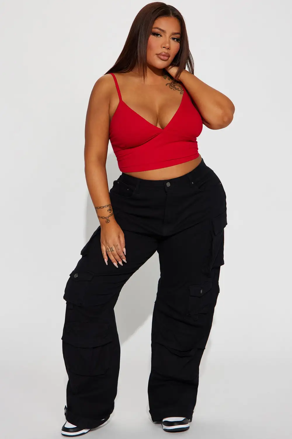 Ellie V Neck Cami Top - Red