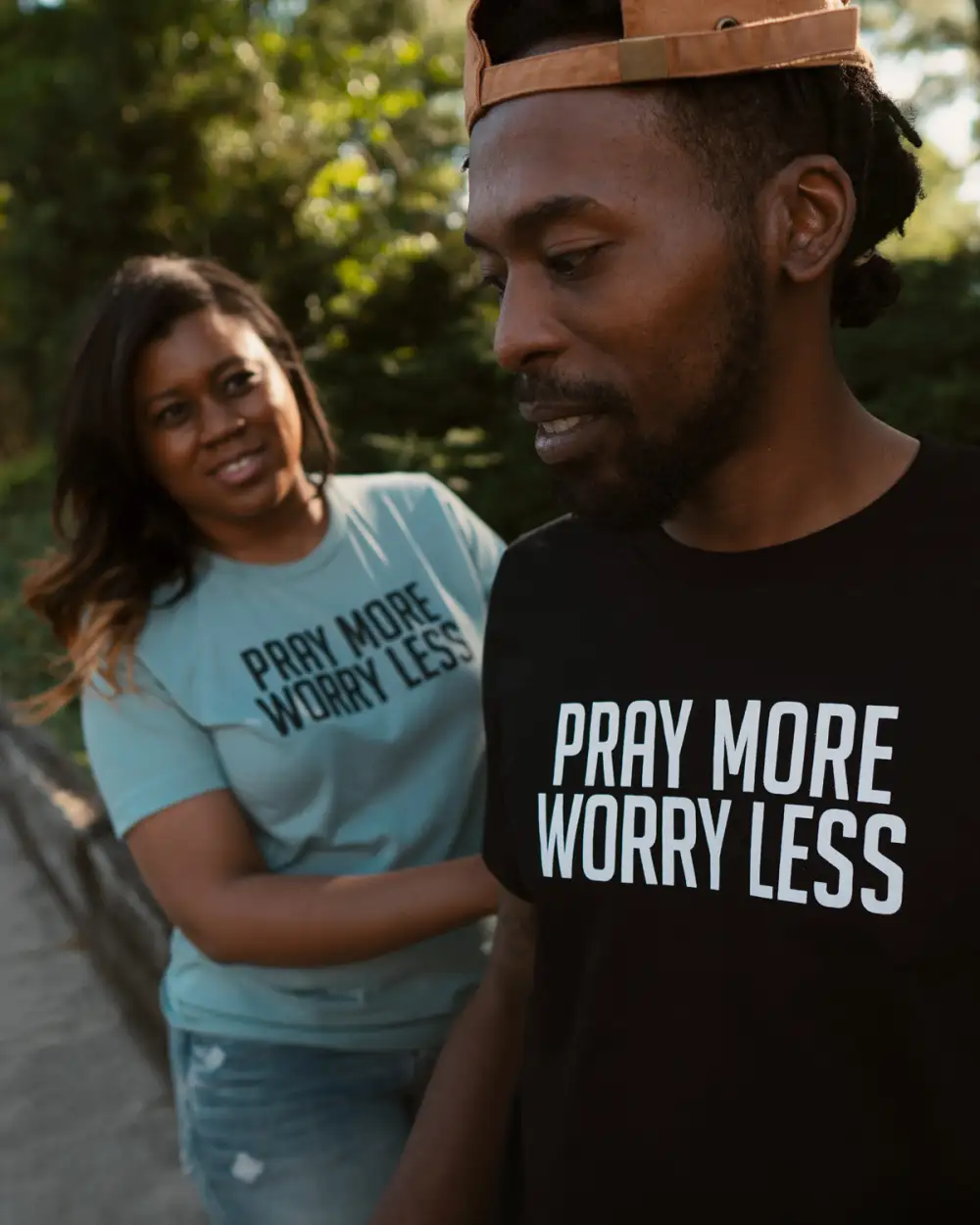 Pray More Worry Less Adult Box T-Shirt