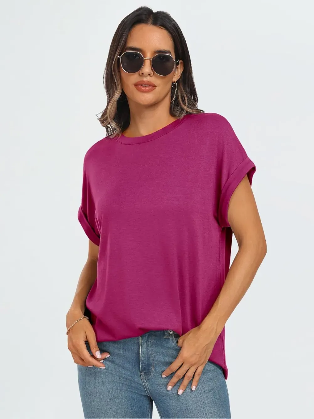 AUTOMET Women Tops Casual Basic T Shirts Loose Fit Crewneck Short Sleeve Summer Outfits