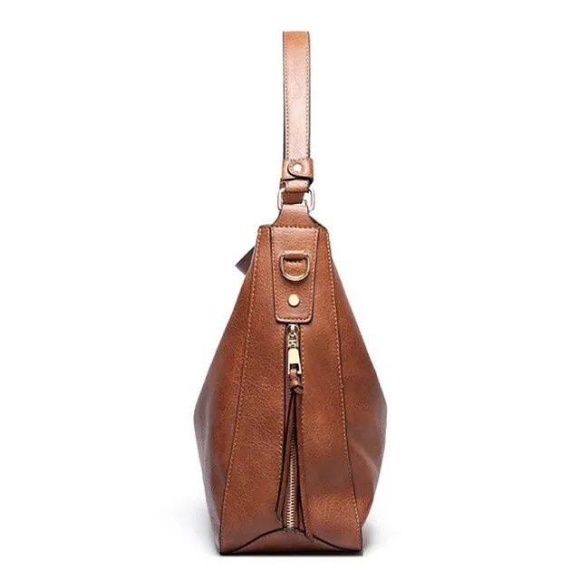 Women's Waterproof Top Handle Bag Hobo Bag PU Leather Daily Solid Color Black Red Brown
