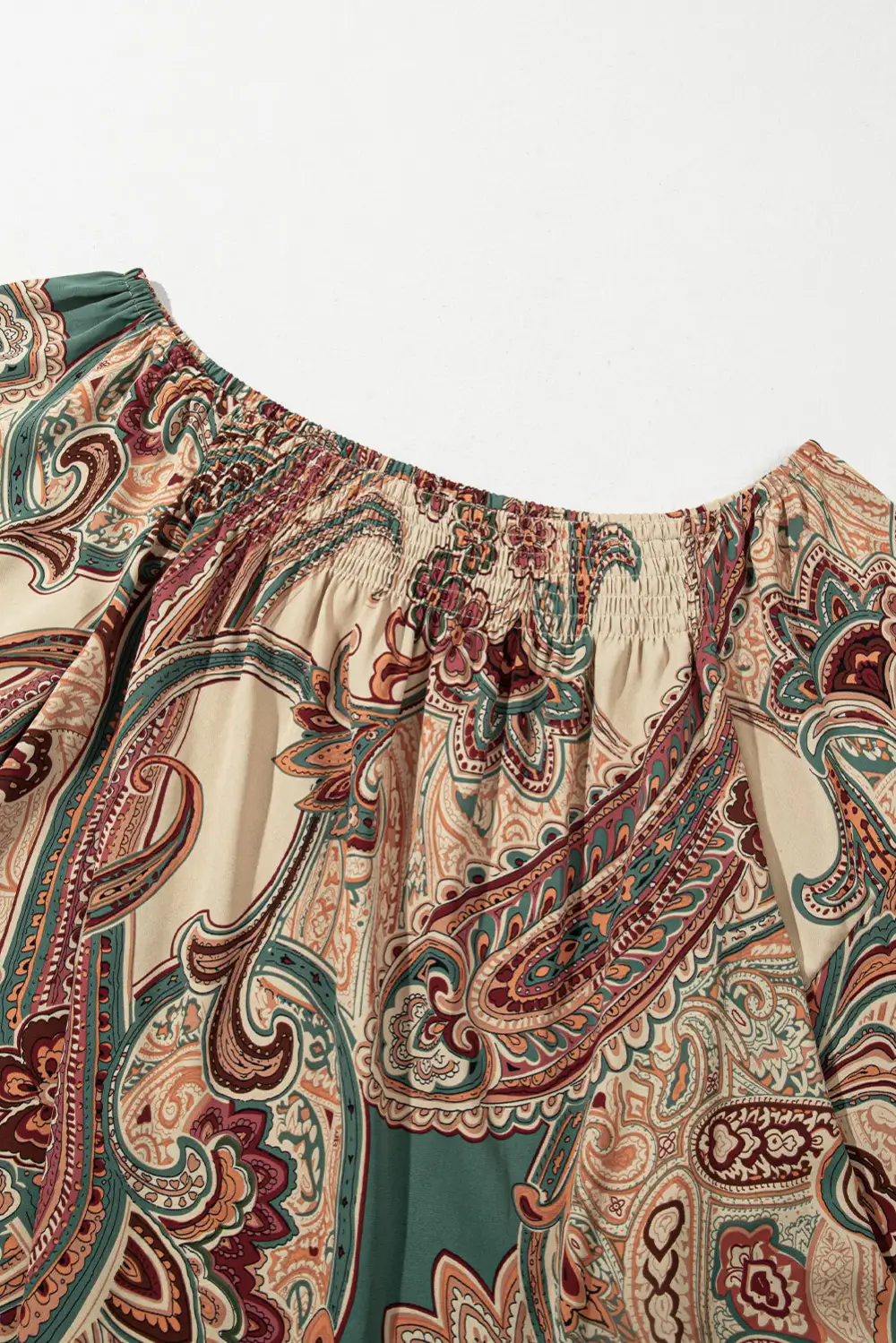 Paisley Ruffled Smocked Blouse